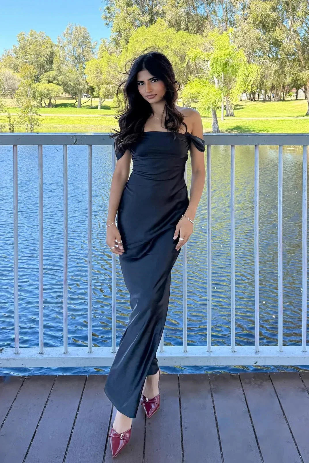 Romantic Off-the-Shoulder Sweetheart Neck Satin Mermaid Prom Dress with Convertible Straps by JiMiss Dresses