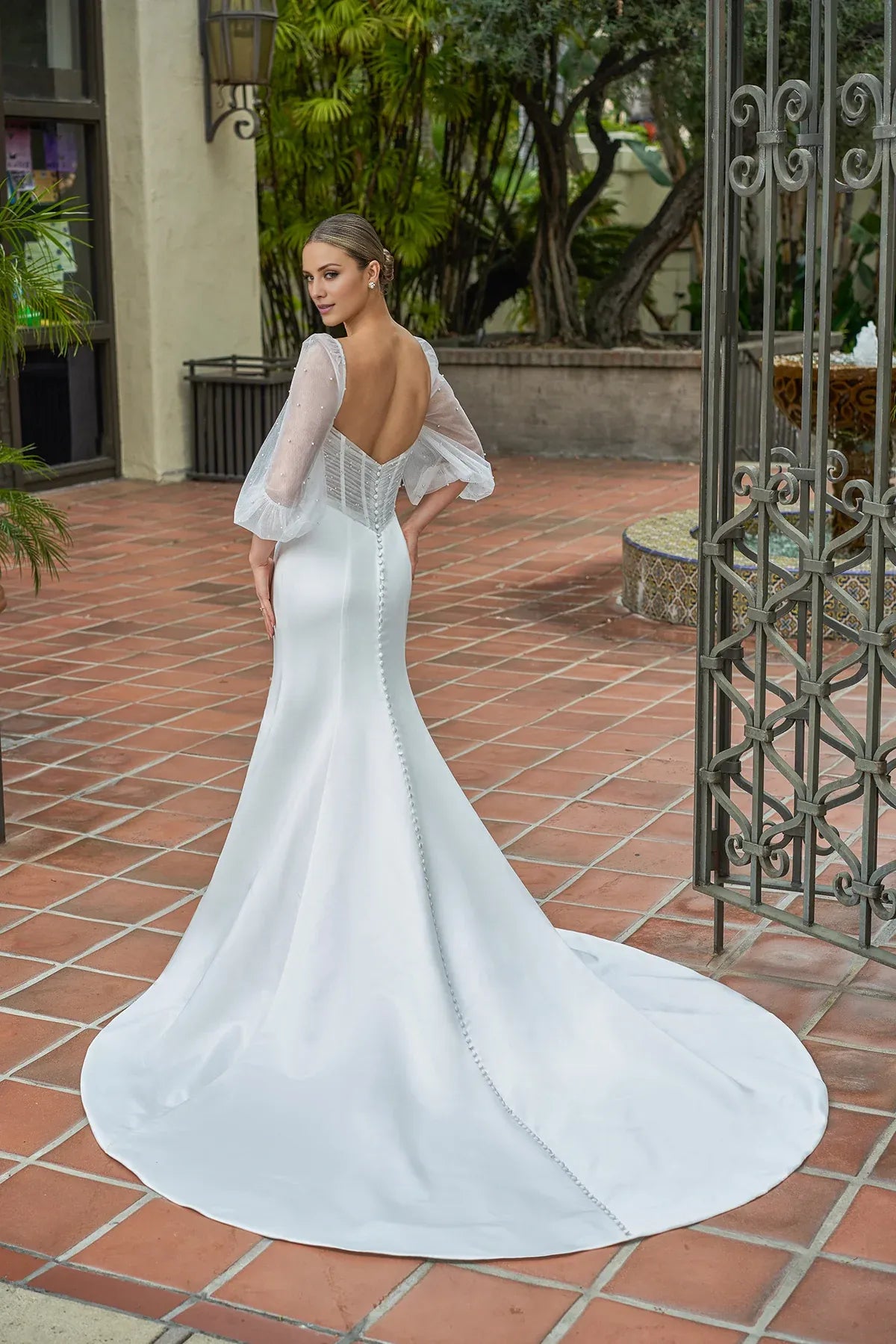 Mermaid Satin Lace-Up Back Train Wedding Dress - Yihuiw by Yihuiw