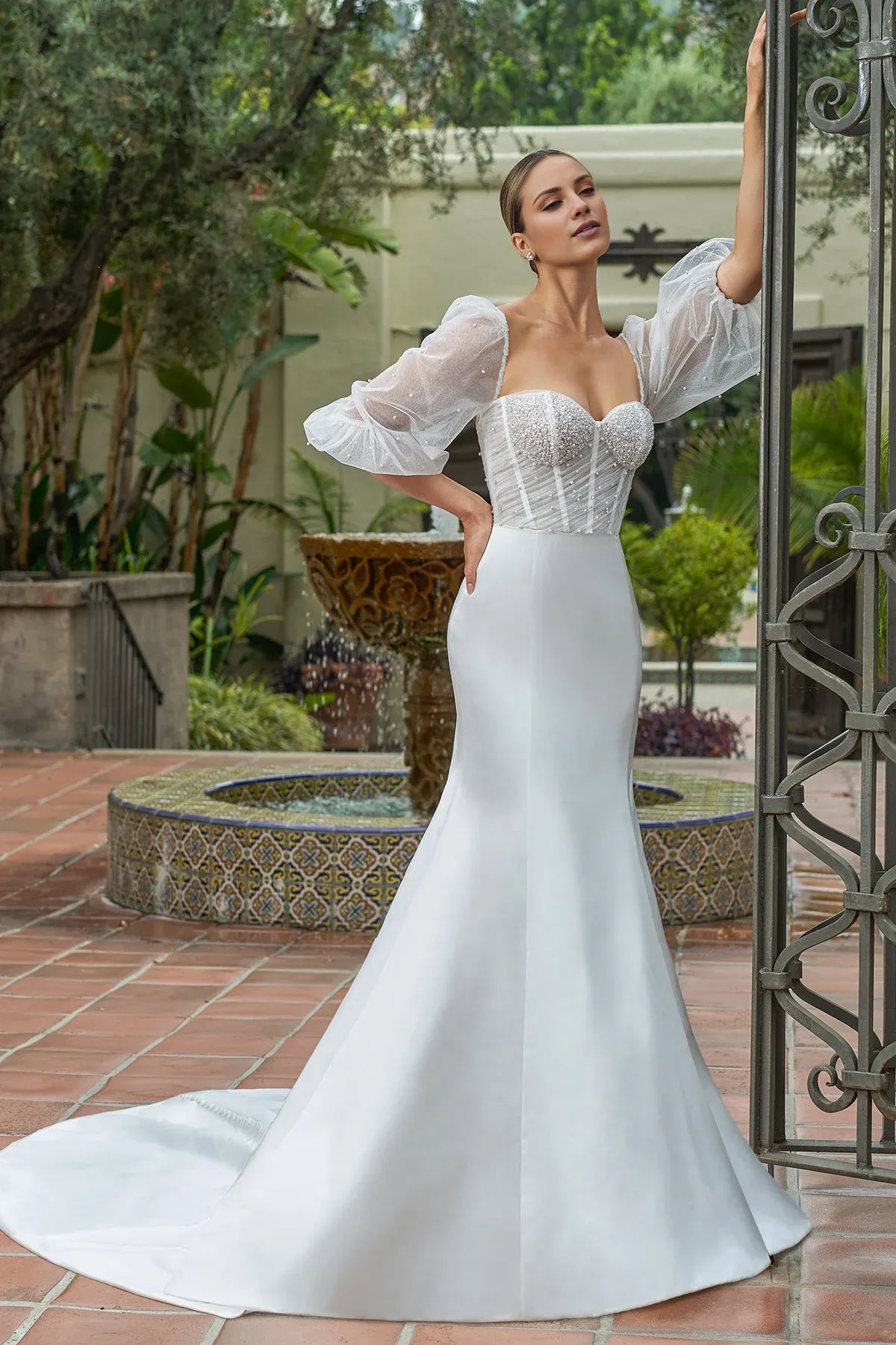 Mermaid Satin Lace-Up Back Train Wedding Dress - Yihuiw by Yihuiw