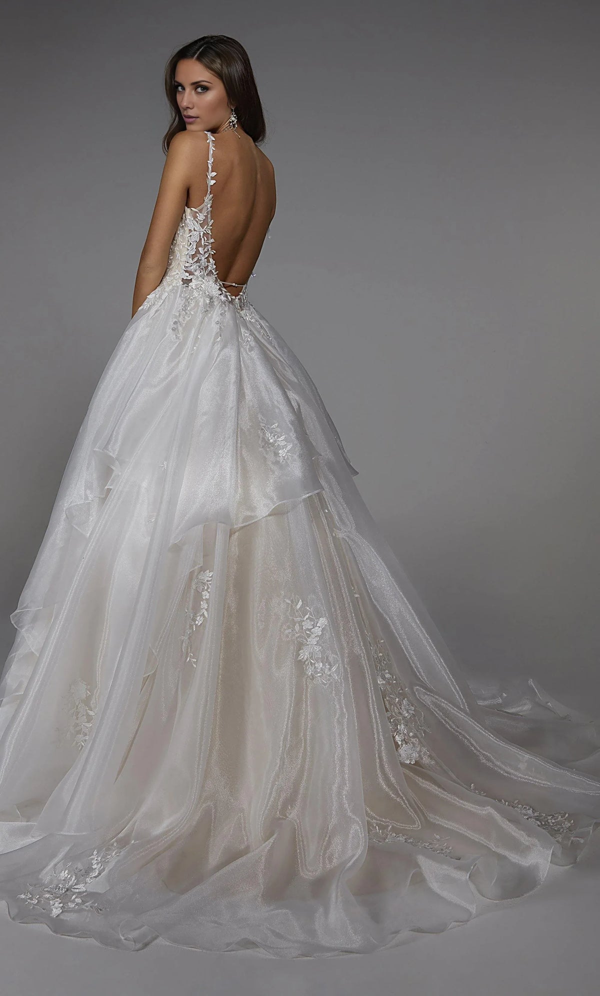 Spaghetti Strap Lace Tiered Wedding Dress - Yihuiw by Yihuiw