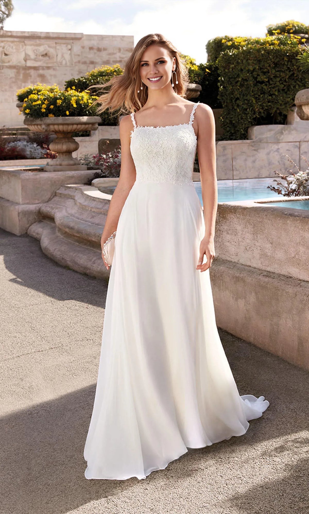 Spaghetti Strap Chiffon Wedding Dress - Yihuiw by Yihuiw