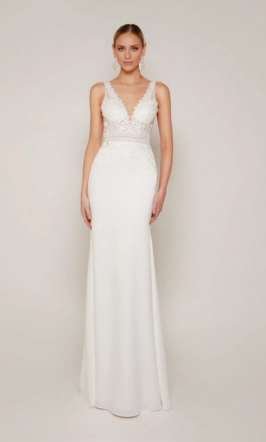 Mermaid Spaghetti Strap Lace Button Back Wedding Dress - Yihuiw by Yihuiw