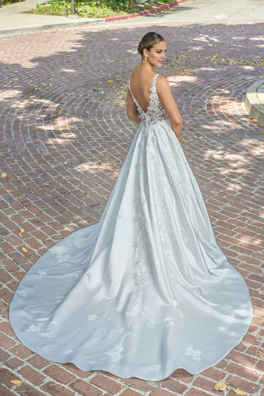 Spaghetti Strap Satin Wedding Dress - Yihuiw by Yihuiw