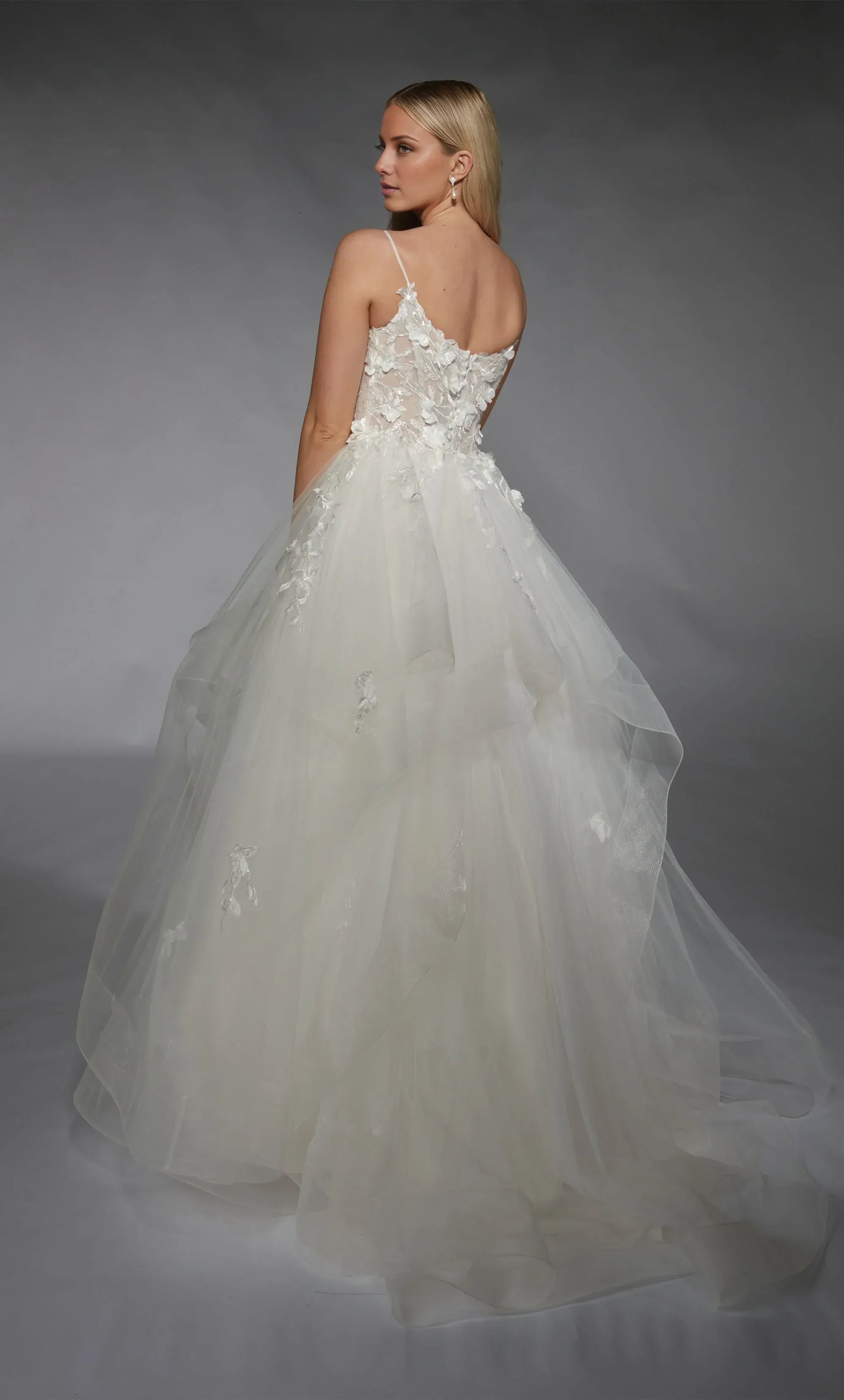 Ball Gown Spaghetti Strap Tulle Wedding Gown - Yihuiw by Yihuiw