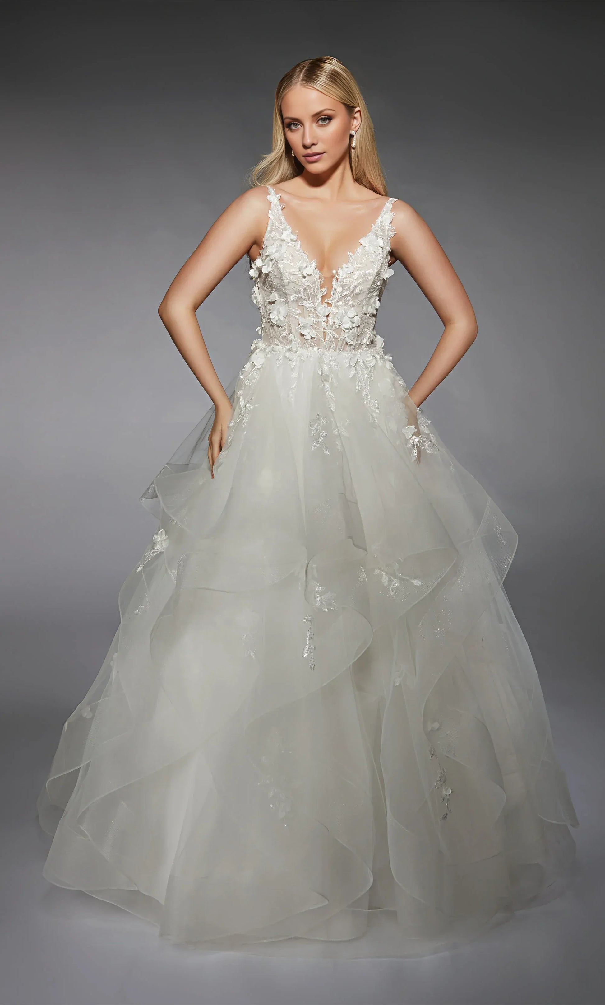Ball Gown Spaghetti Strap Tulle Wedding Gown - Yihuiw by Yihuiw