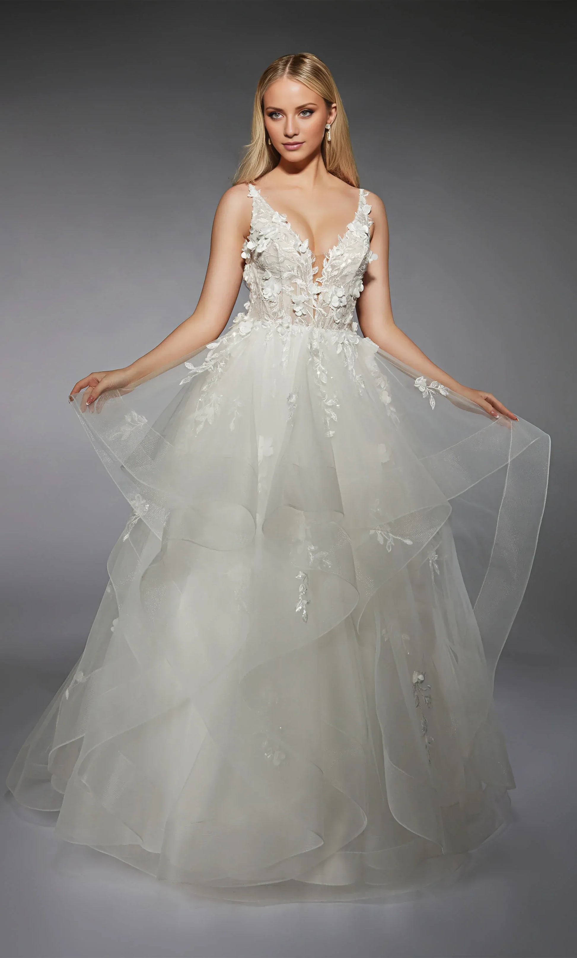 Ball Gown Spaghetti Strap Tulle Wedding Gown - Yihuiw by Yihuiw