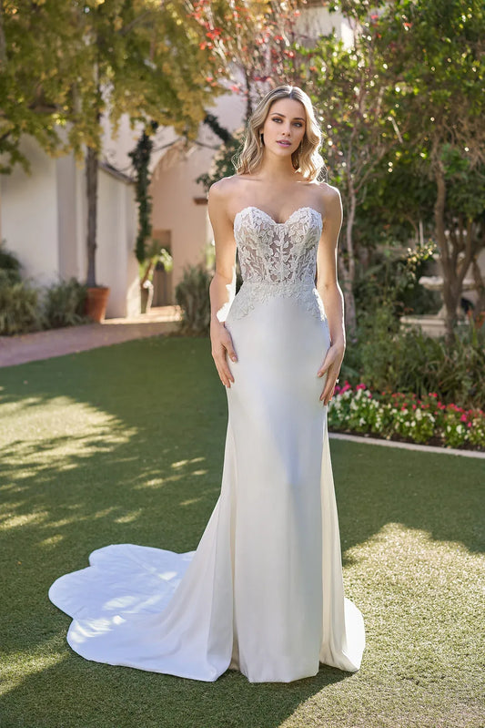 Mermaid Sweetheart Lace Open Back Train Wedding Dress - Yihuiw by Yihuiw
