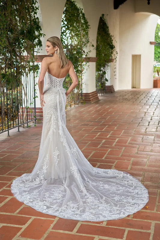 Mermaid Sweetheart Lace Lace-Up Back Floor-Length Wedding Dress - Yihuiw by Yihuiw