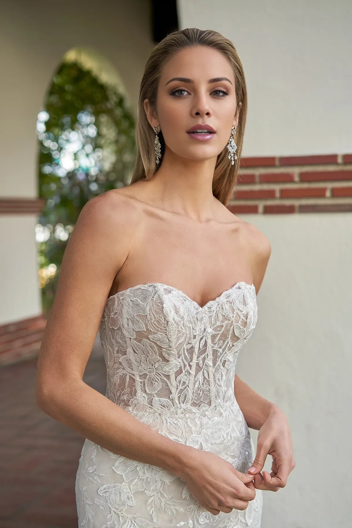 Mermaid Sweetheart Lace Lace-Up Back Floor-Length Wedding Dress - Yihuiw by Yihuiw
