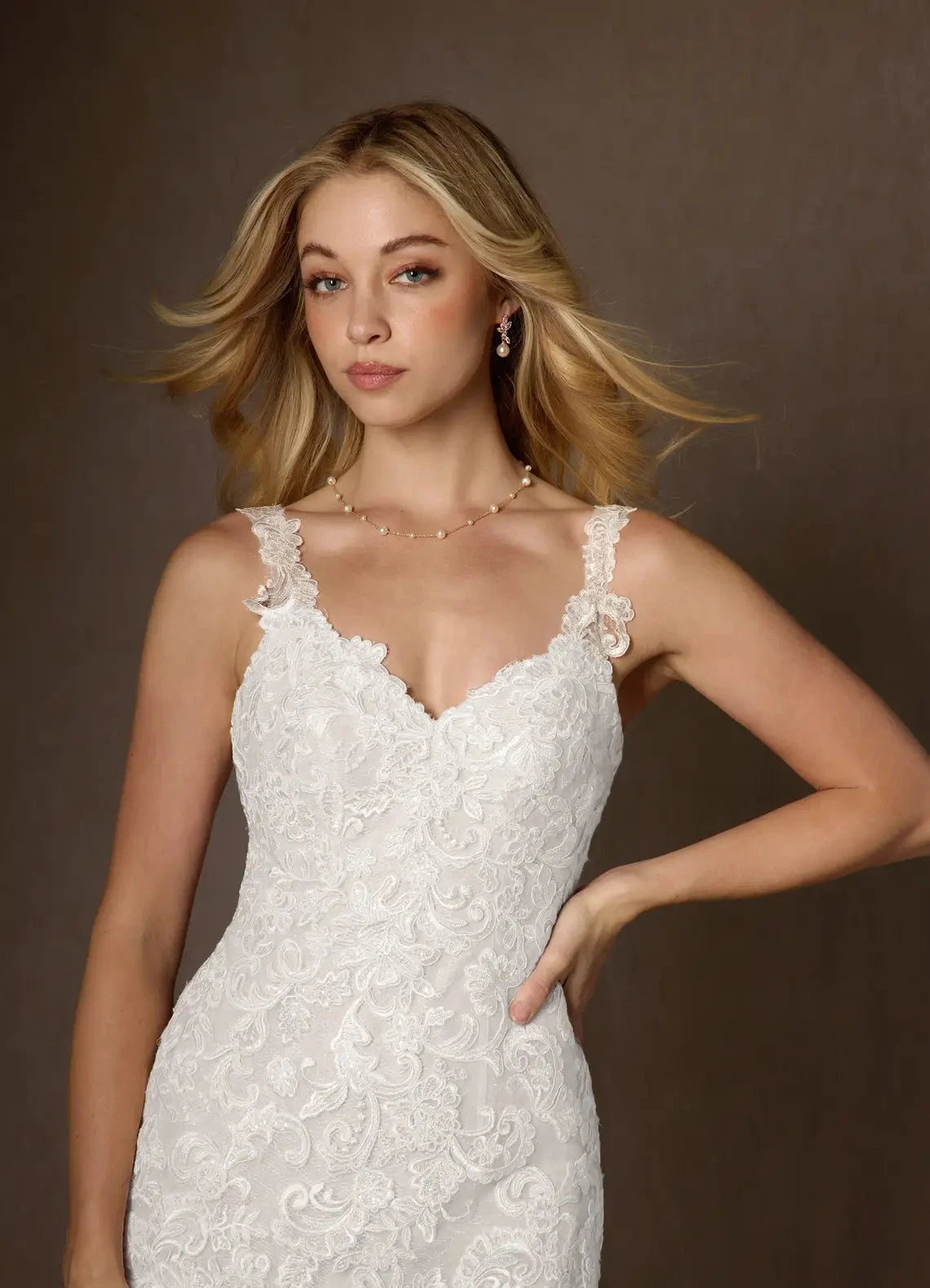 Romantic lace mermaid sweetheart spaghetti strap low-back chapel train studio wedding dress by YiHuiw