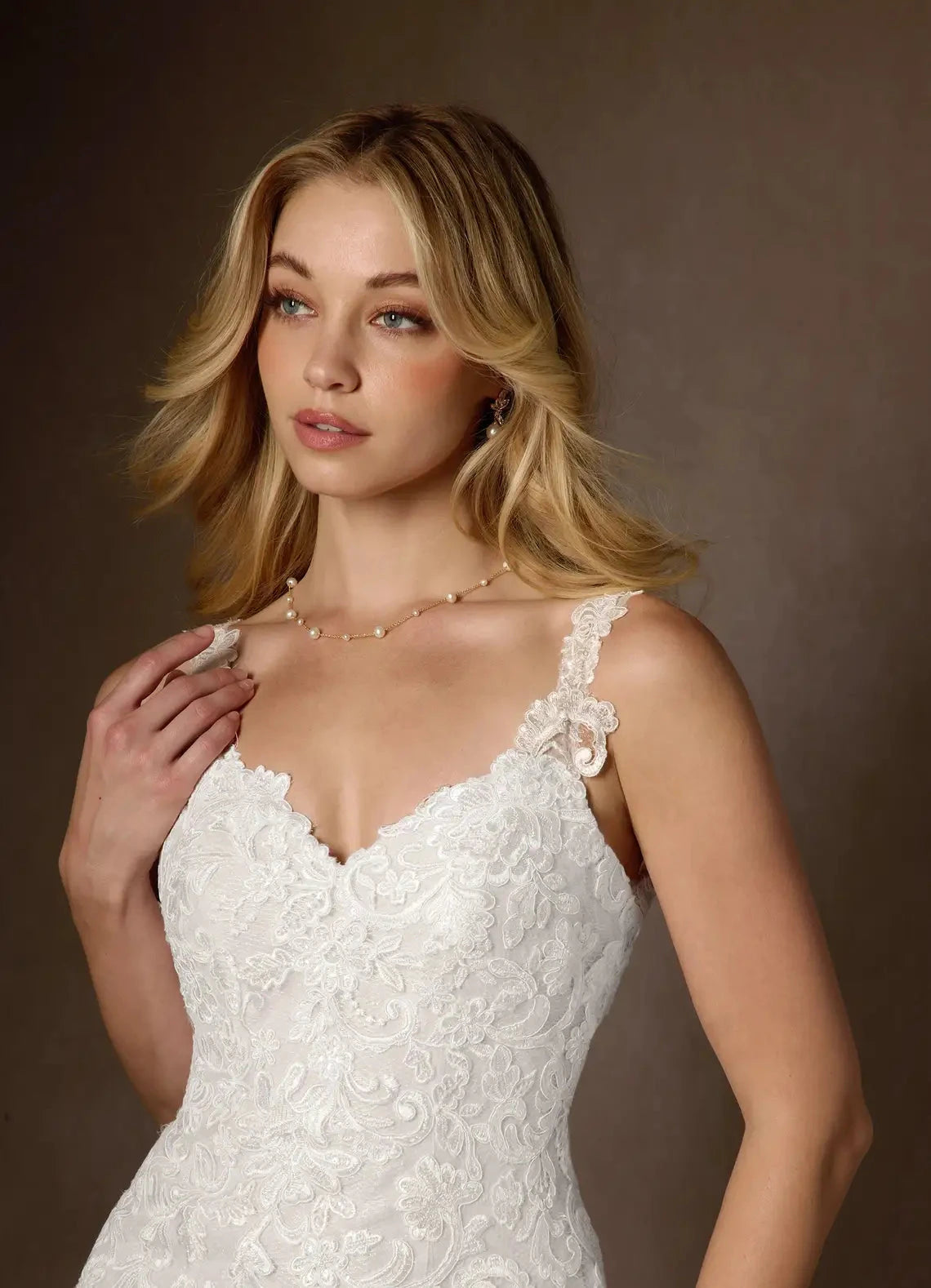 Romantic lace mermaid sweetheart spaghetti strap low-back chapel train studio wedding dress by YiHuiw