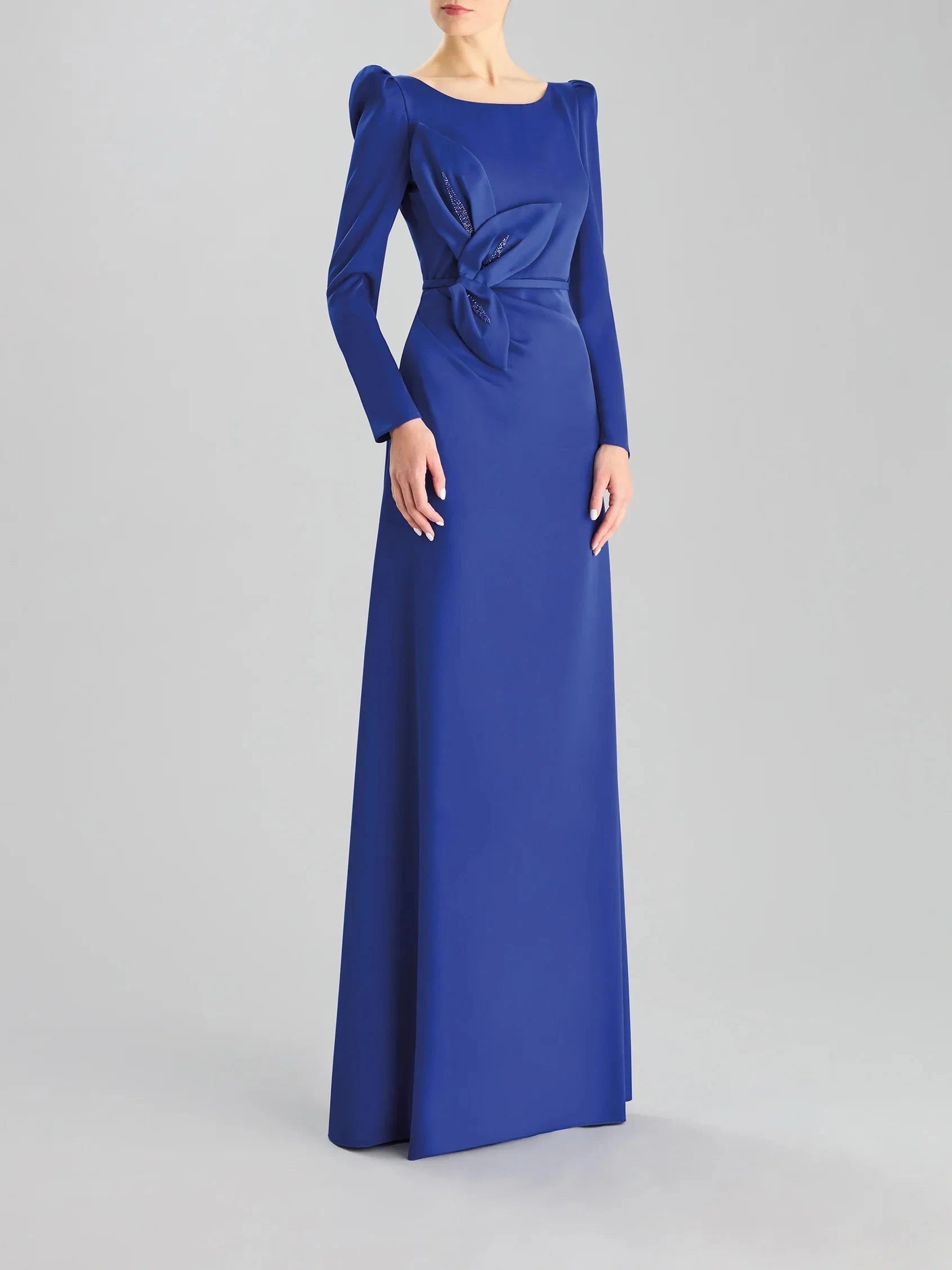 Royal Blue Long Sleeve Maxi Dress with Floral Detail The price of this product does not include local sales tax rate by state Mother of the Bride Dresses by YiHuiw