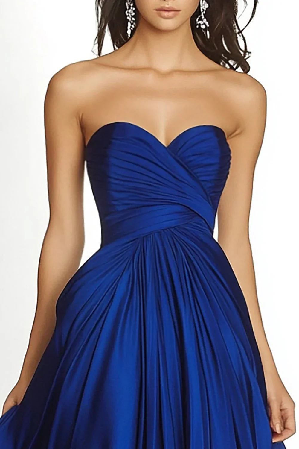 A-Line Strapless Sweetheart Closed-Back Hi-Low Evening Dress