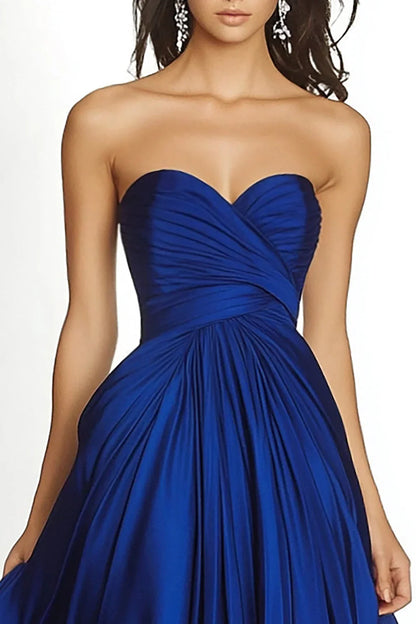 A-Line Strapless Sweetheart Closed-Back Hi-Low Evening Dress
