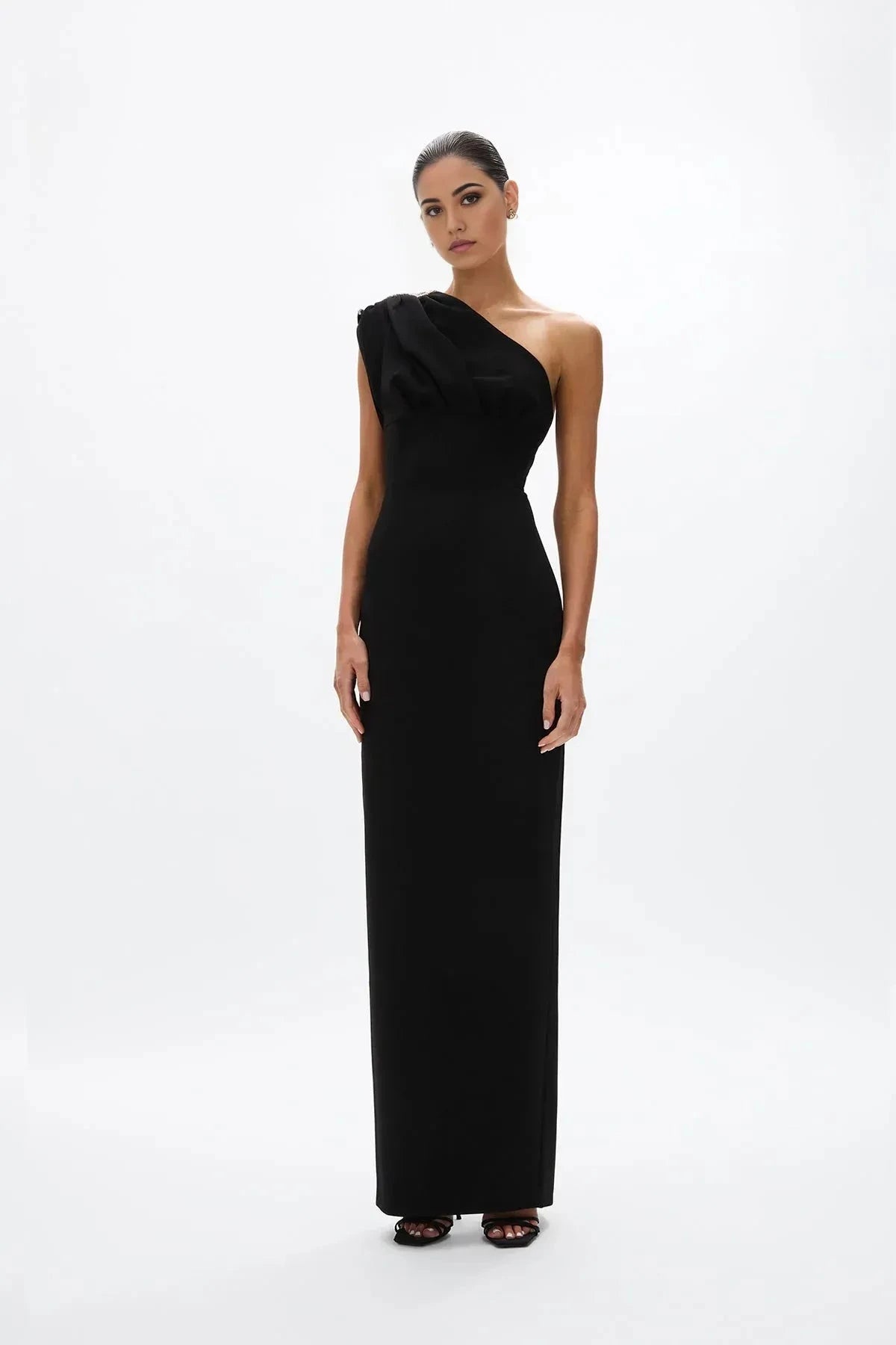 Ruched Sheath One Shoulder Sleeveless Cutout Back High Slit Floor Length For Sale Prom Dress by YiHuiw