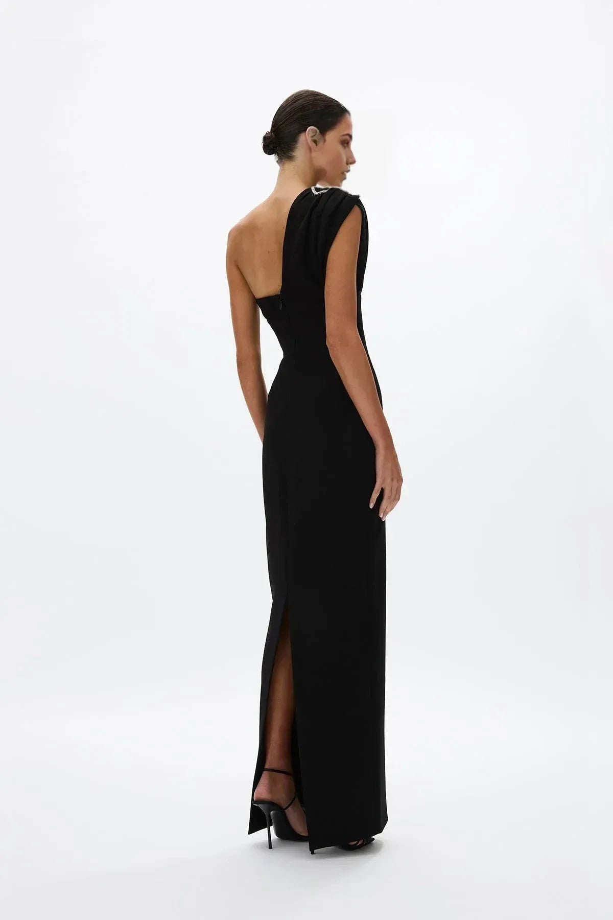 Ruched Sheath One Shoulder Sleeveless Cutout Back High Slit Floor Length For Sale Prom Dress by YiHuiw