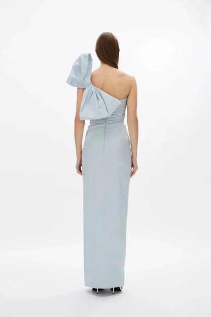 Ruched Sheath One Shoulder Sleeveless Open Back High Slit Floor Length Hot sale Prom Dress by YiHuiw