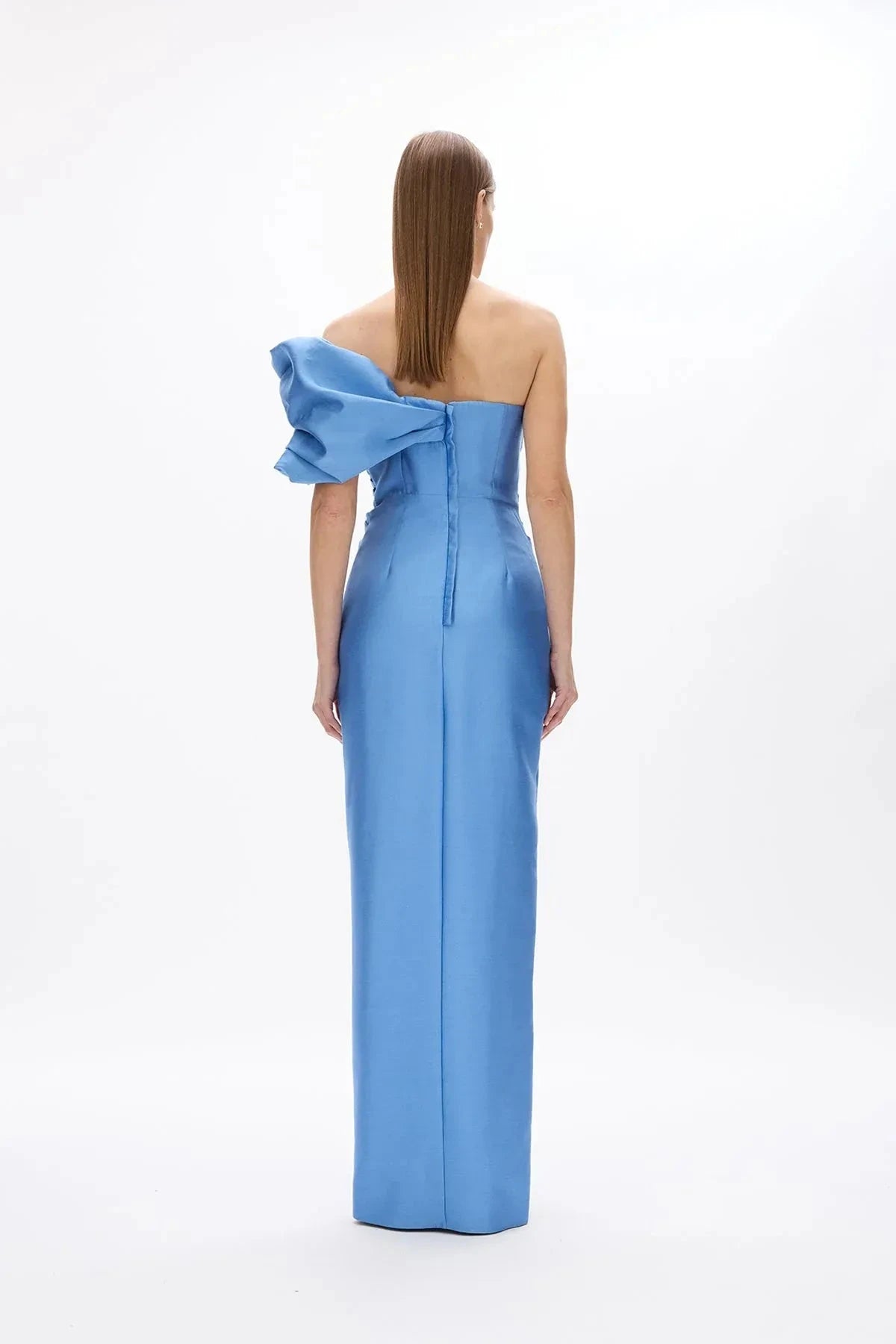 Ruched Sheath One Shoulder Sleeveless Zipper Back Floor Length For Ladies Prom Dress by YiHuiw