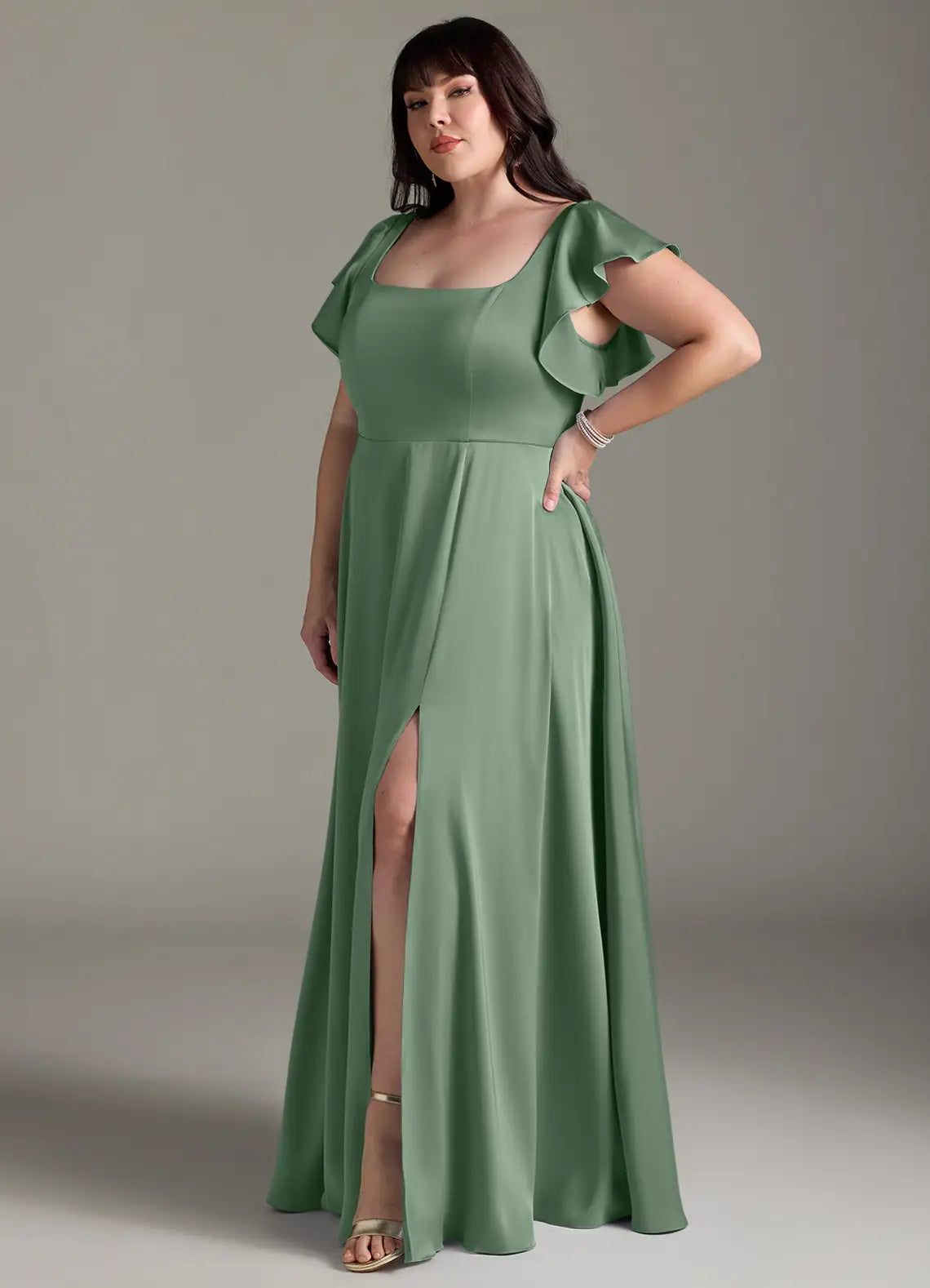 High Slit Floor-Length Wedding Dress - Yihuiw by Yihuiw