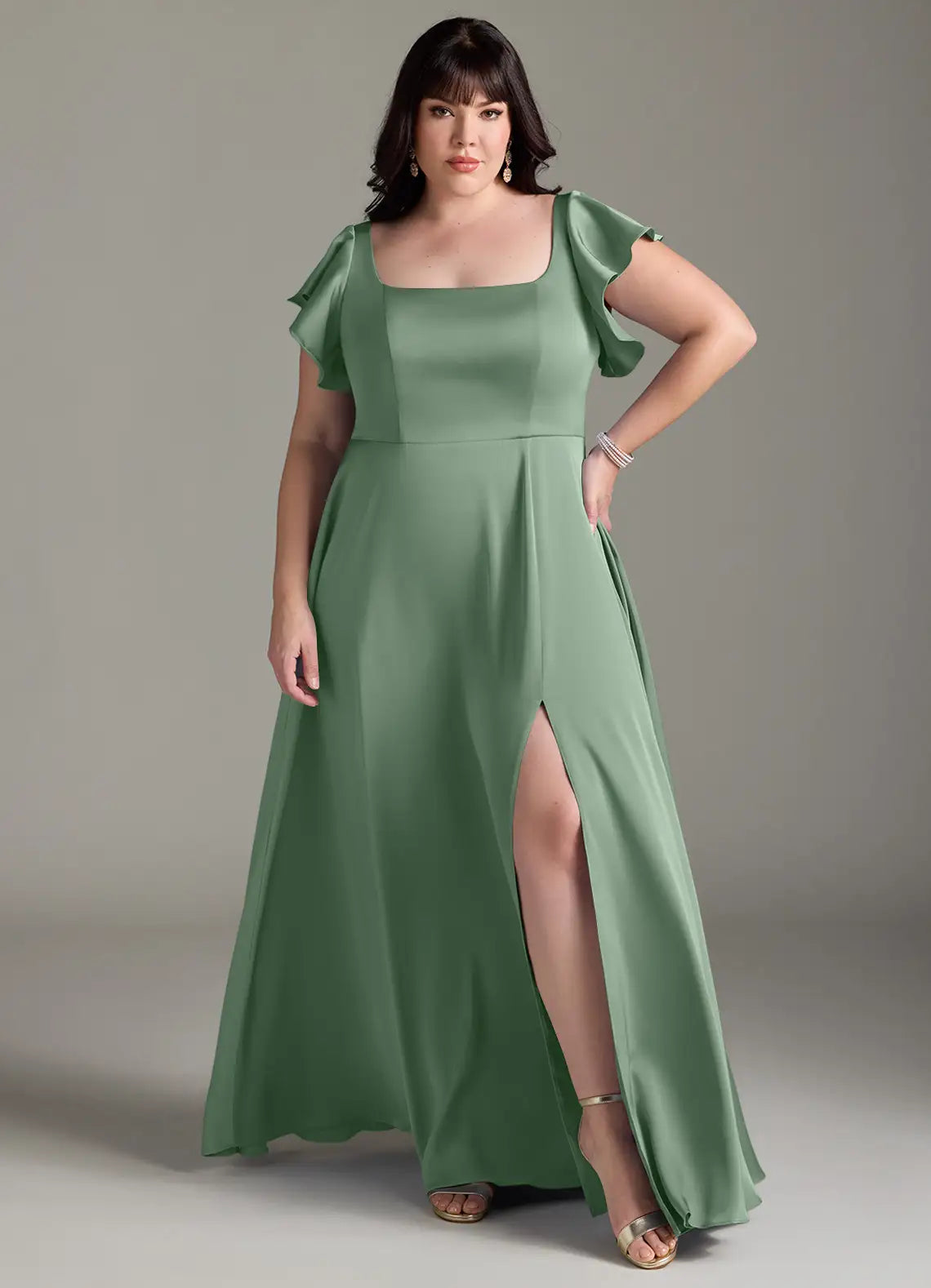 High Slit Floor-Length Wedding Dress - Yihuiw by Yihuiw