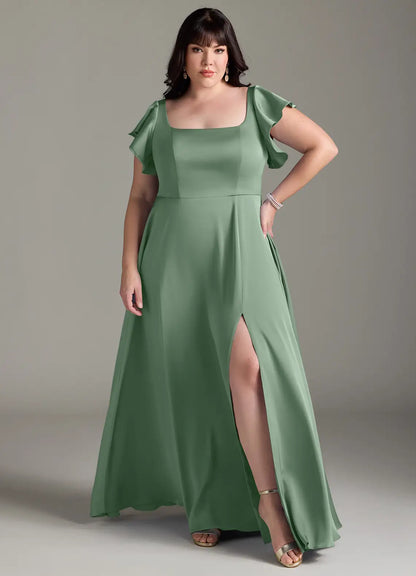 High Slit Floor-Length Wedding Dress - Yihuiw by Yihuiw