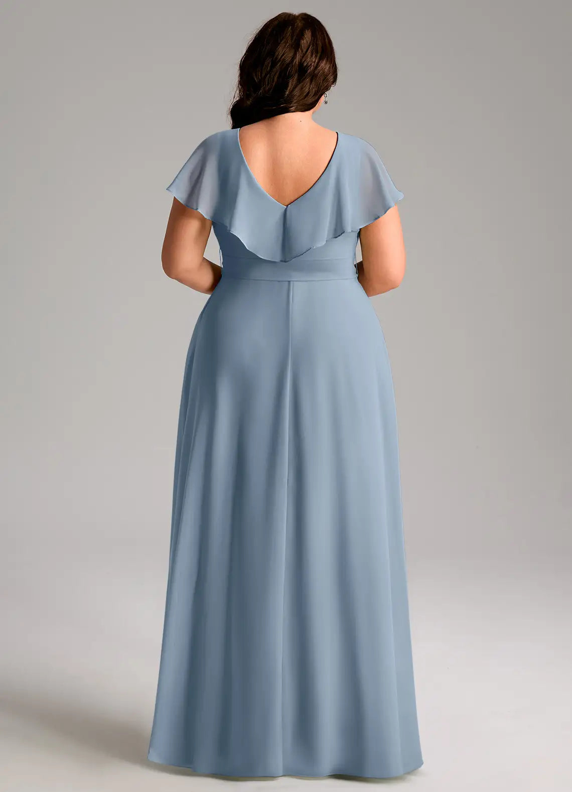 V-Neck High Slit Floor-Length Wedding Dress - Yihuiw by Yihuiw