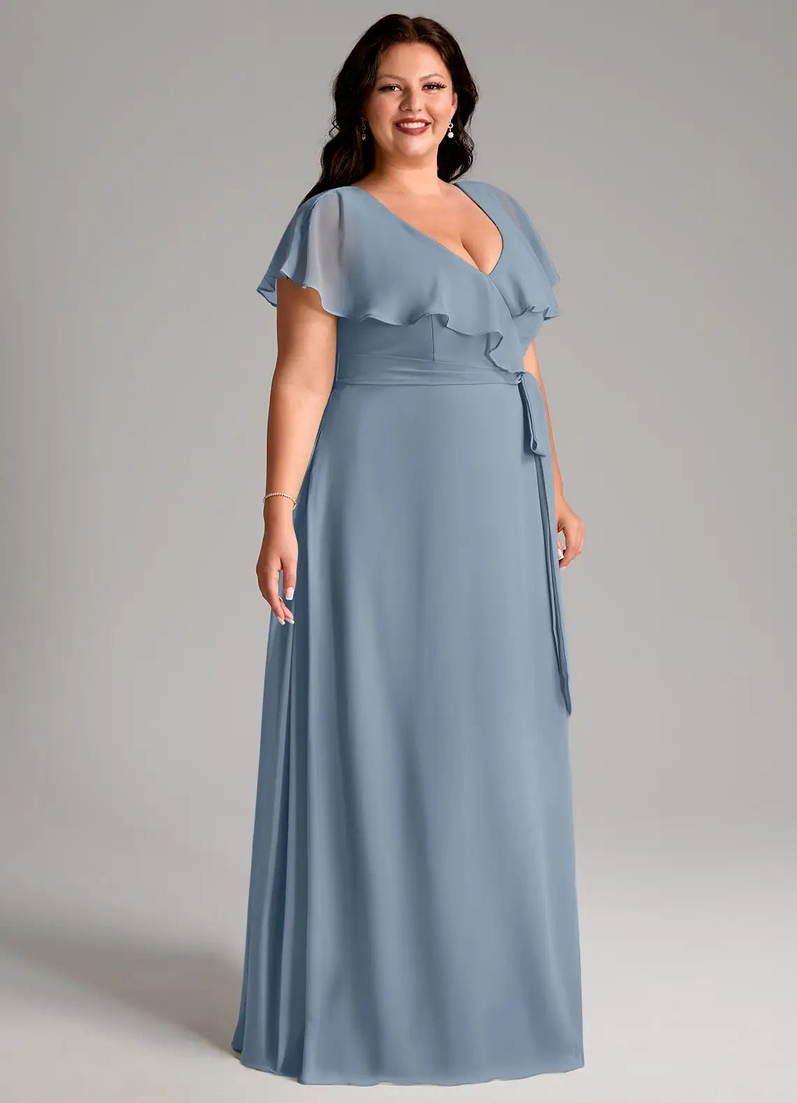 V-Neck High Slit Floor-Length Wedding Dress - Yihuiw by Yihuiw
