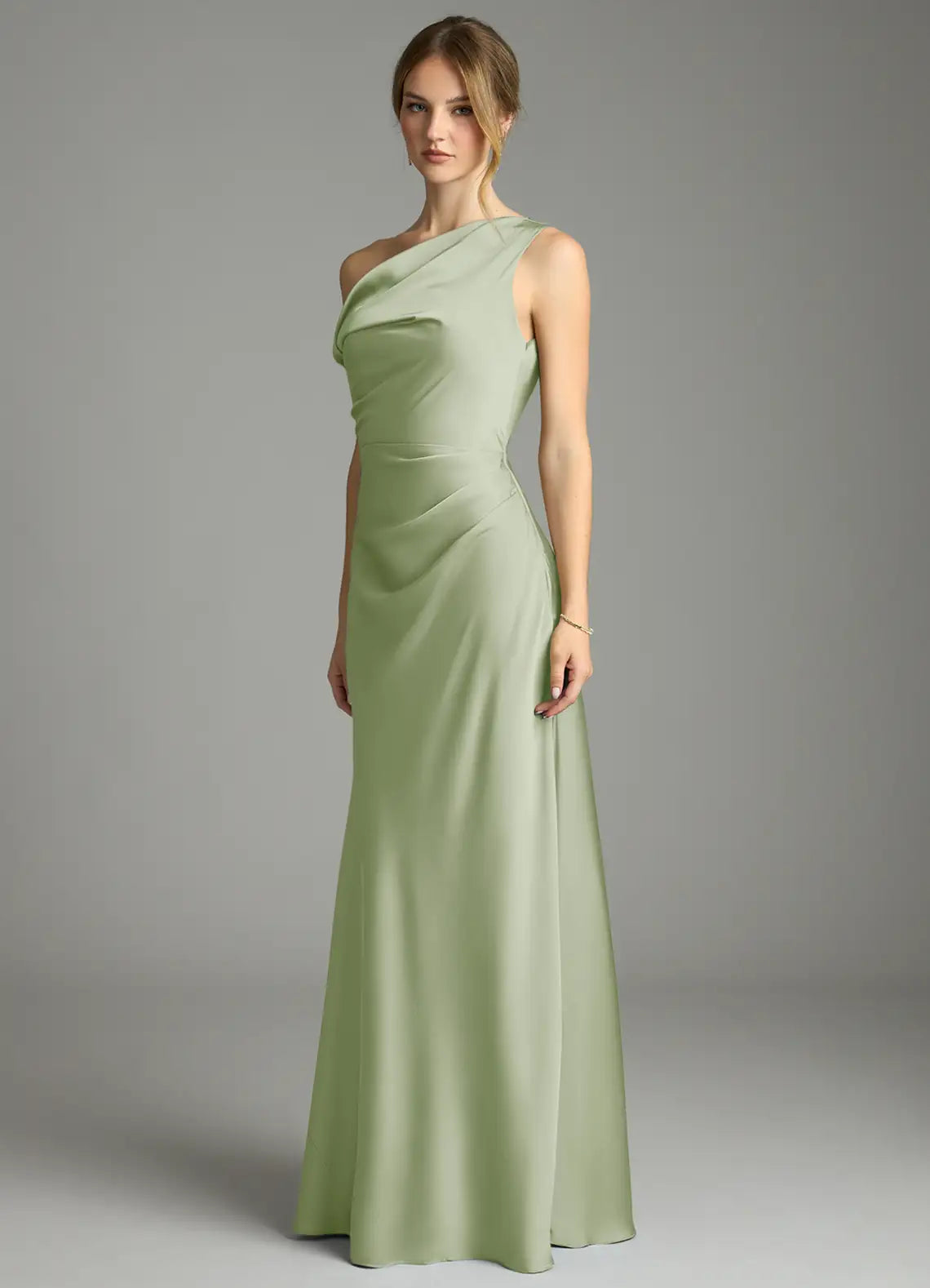 Mermaid Off-Shoulder Satin Asymmetric Floor-Length Wedding Dress - Yihuiw by Yihuiw