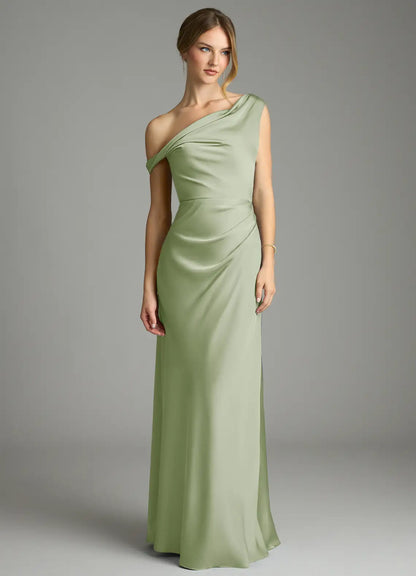 Mermaid Off-Shoulder Satin Asymmetric Floor-Length Wedding Dress - Yihuiw by Yihuiw
