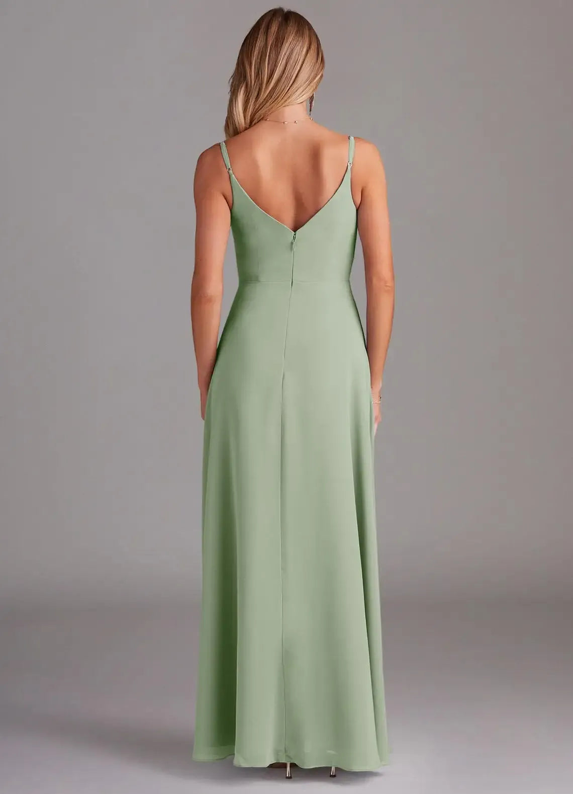 A-Line Spaghetti Strap Chiffon Floor-Length Wedding Dress - Yihuiw by Yihuiw