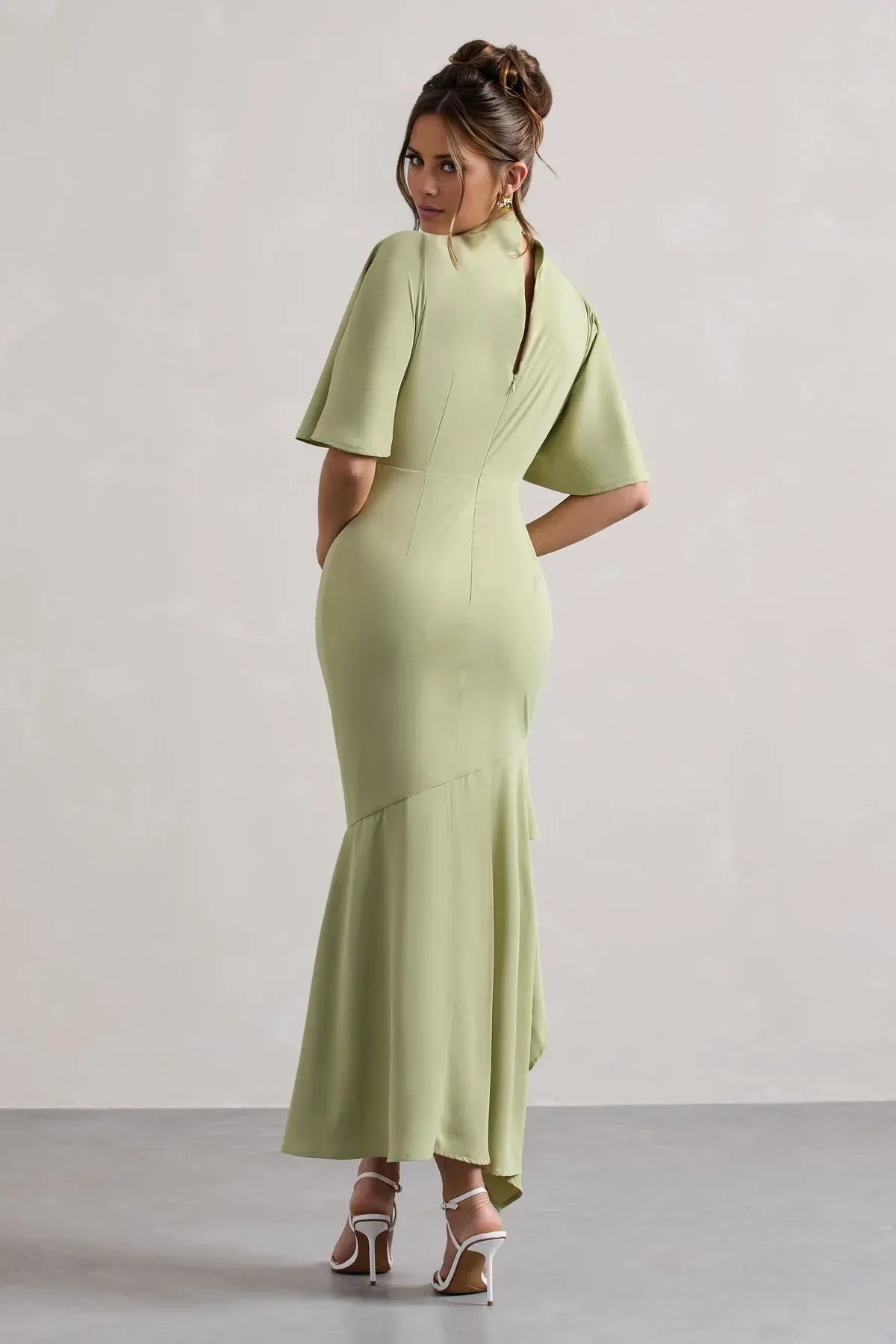 Mermaid High Neck Asymmetric Floor-Length Wedding Dress - Yihuiw by Yihuiw