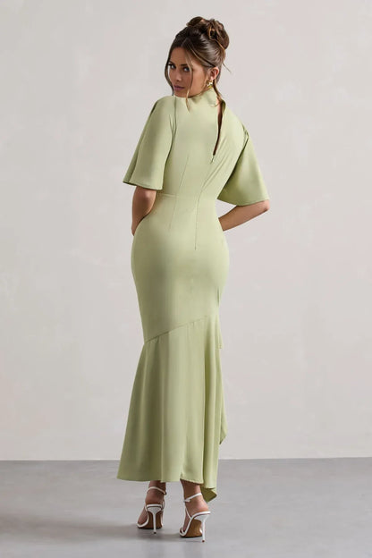Mermaid High Neck Asymmetric Floor-Length Wedding Dress - Yihuiw by Yihuiw
