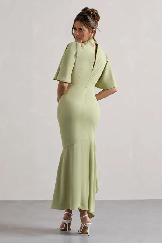 Mermaid High Neck Asymmetric Floor-Length Wedding Dress - Yihuiw by Yihuiw