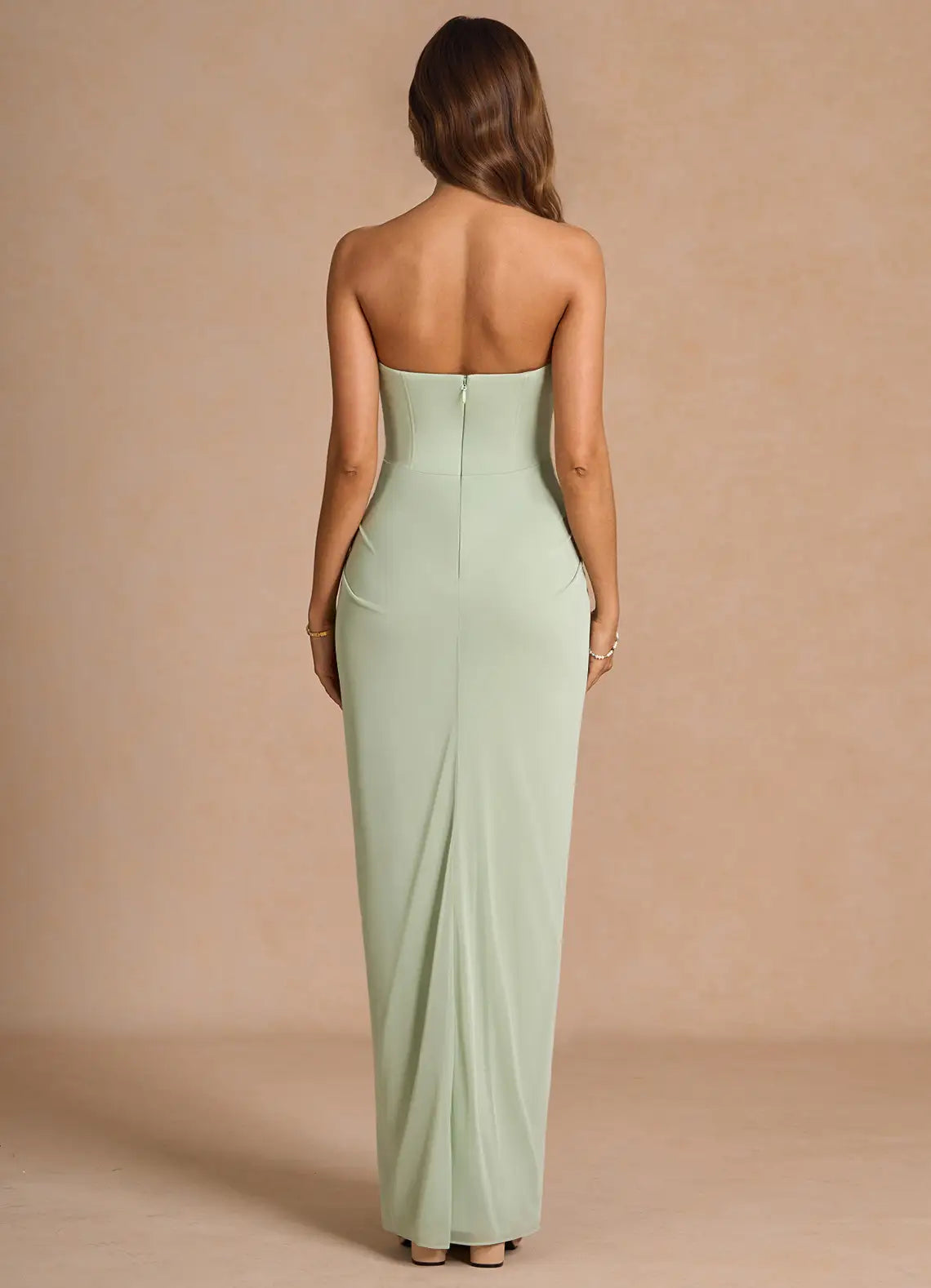 Mermaid Strapless Lace-Up Back Ruched Floor-Length Wedding Dress - Yihuiw by Yihuiw