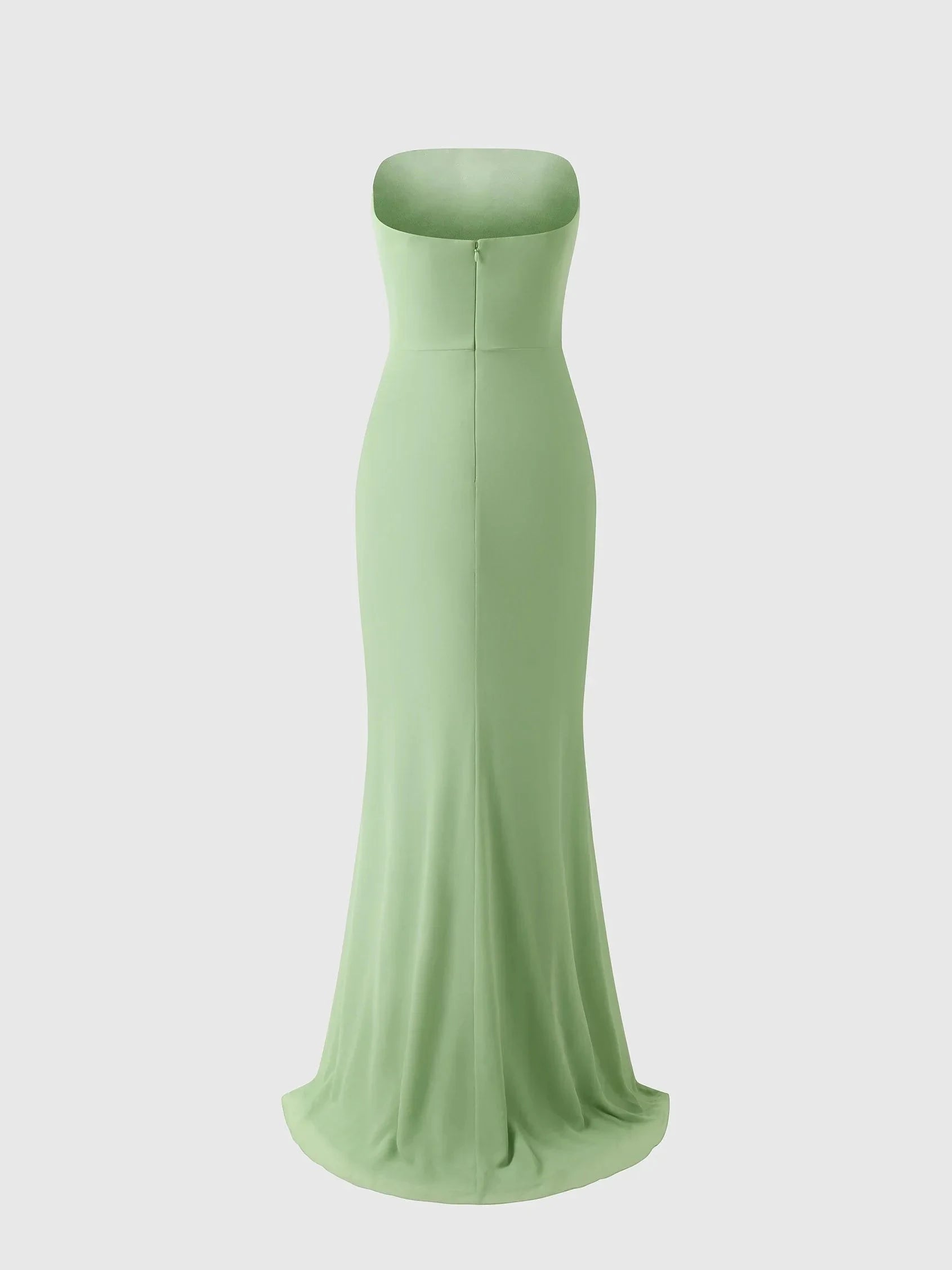 Sage Green Strapless Ruched Maxi Dress Mermaid style bridesmaid dress with sweetheart neckline in chiffon Mother of the Bride Dresses by YiHuiw