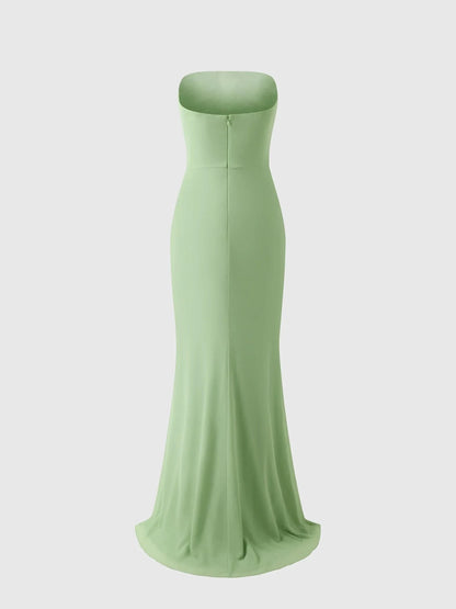 Sage Green Strapless Ruched Maxi Dress Mermaid style bridesmaid dress with sweetheart neckline in chiffon Mother of the Bride Dresses by YiHuiw