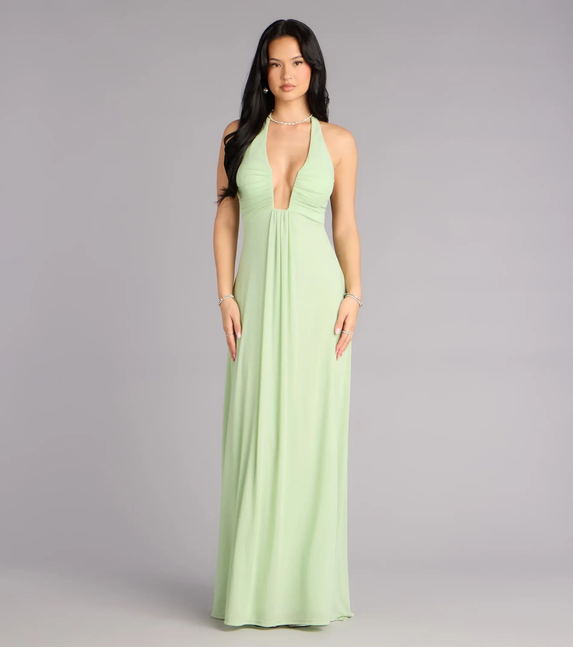 A-Line Halter Floor-Length Wedding Dress - Yihuiw by Yihuiw