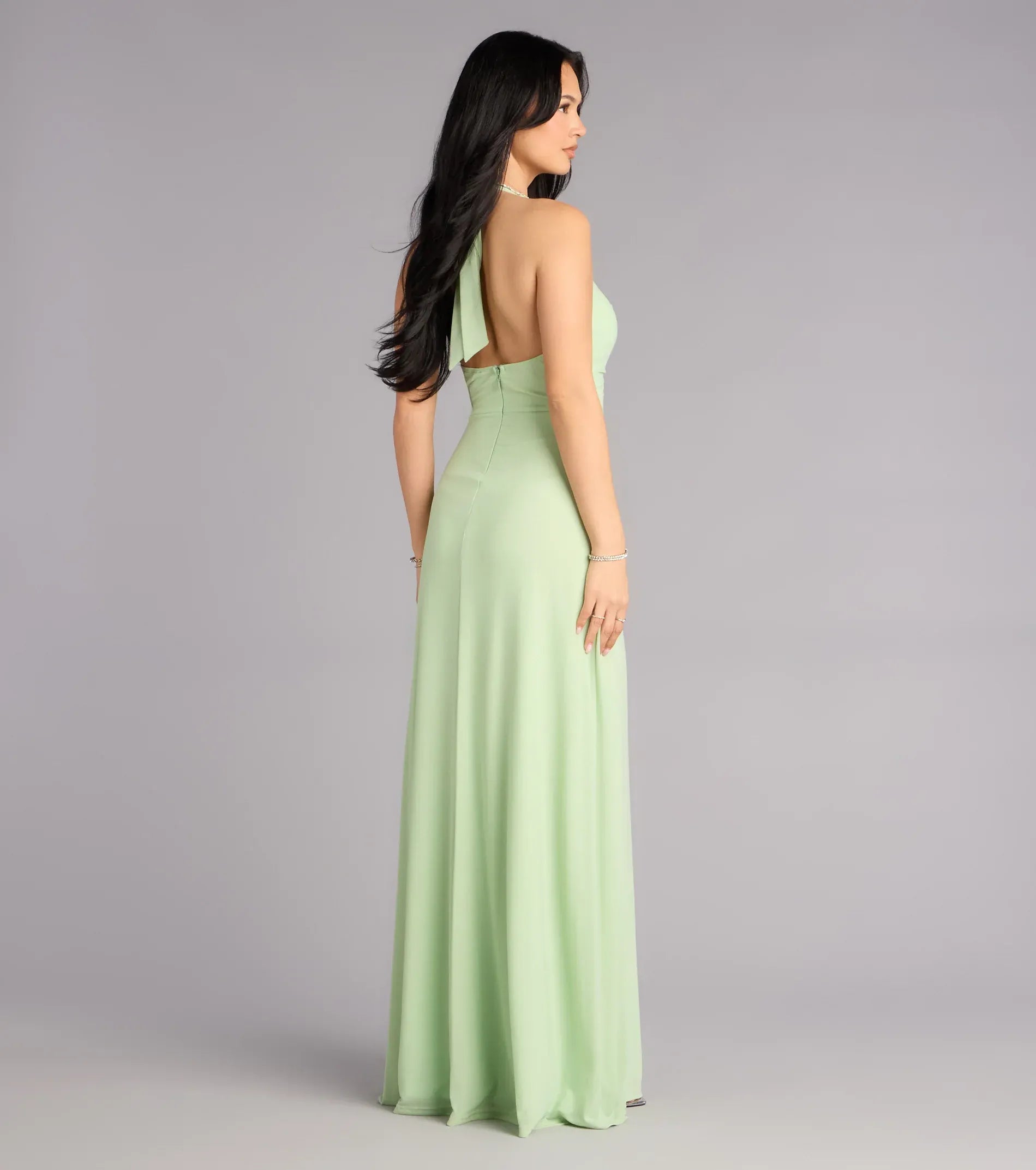 A-Line Halter Floor-Length Wedding Dress - Yihuiw by Yihuiw