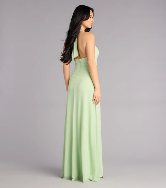 A-Line Halter Floor-Length Wedding Dress - Yihuiw by Yihuiw