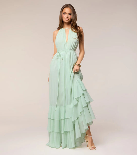 A-Line Halter Chiffon Ruffled Floor-Length Wedding Dress - Yihuiw by Yihuiw