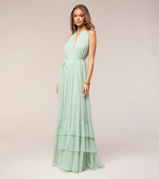 A-Line Halter Chiffon Ruffled Floor-Length Wedding Dress - Yihuiw by Yihuiw
