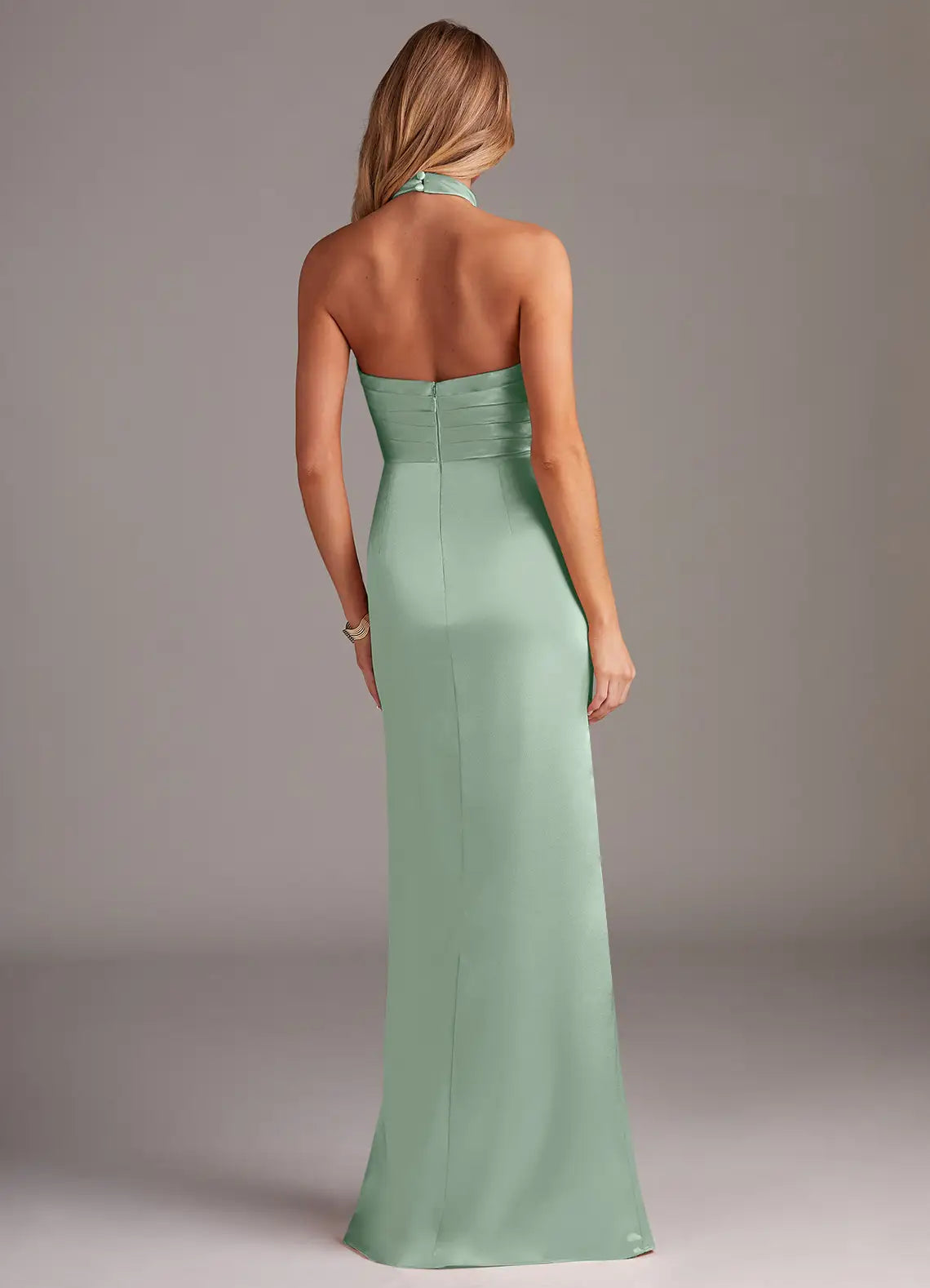 Mermaid Halter Satin High Slit Floor-Length Wedding Dress - Yihuiw by Yihuiw