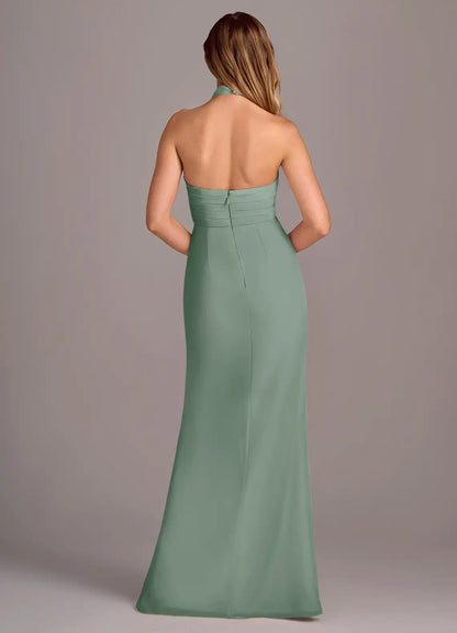 Mermaid Halter Chiffon High Slit Floor-Length Wedding Dress - Yihuiw by Yihuiw