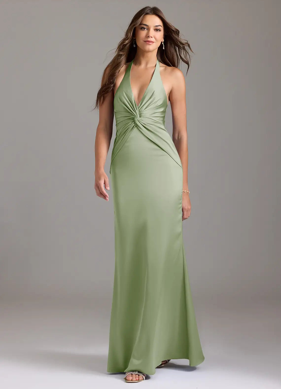 Mermaid Halter Satin Floor-Length Wedding Dress - Yihuiw by Yihuiw