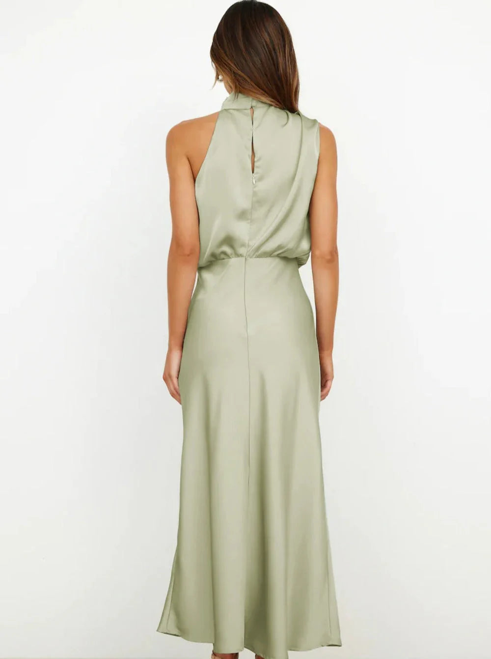 Halter Sleeveless Midi Wedding Dress - Yihuiw by Yihuiw