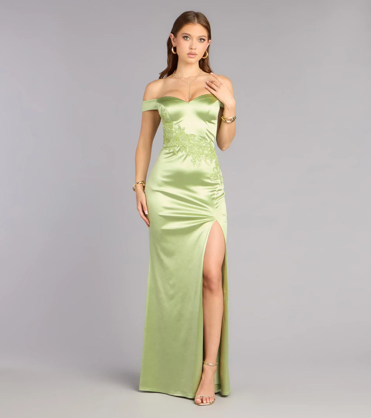 Mermaid Satin High Slit Floor-Length Wedding Dress - Yihuiw by Yihuiw