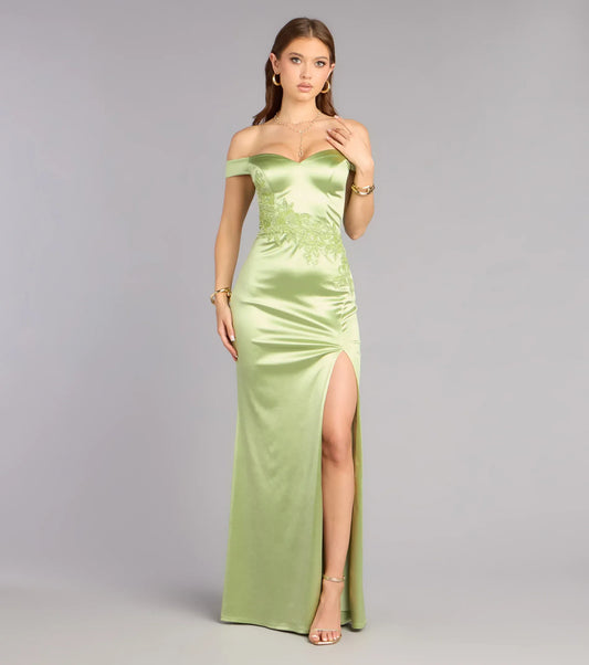 Mermaid Satin High Slit Floor-Length Wedding Dress - Yihuiw by Yihuiw