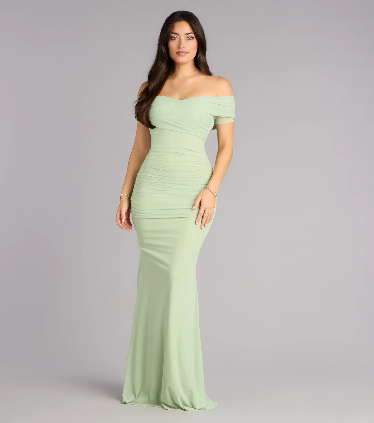Mermaid Ruched Floor-Length Wedding Dress - Yihuiw by Yihuiw