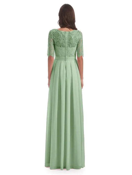 A-Line Chiffon Floor-Length Wedding Dress - Yihuiw by Yihuiw