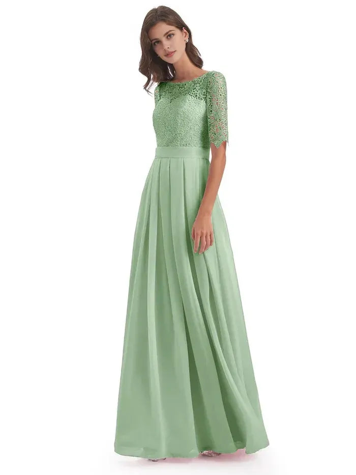 A-Line Chiffon Floor-Length Wedding Dress - Yihuiw by Yihuiw